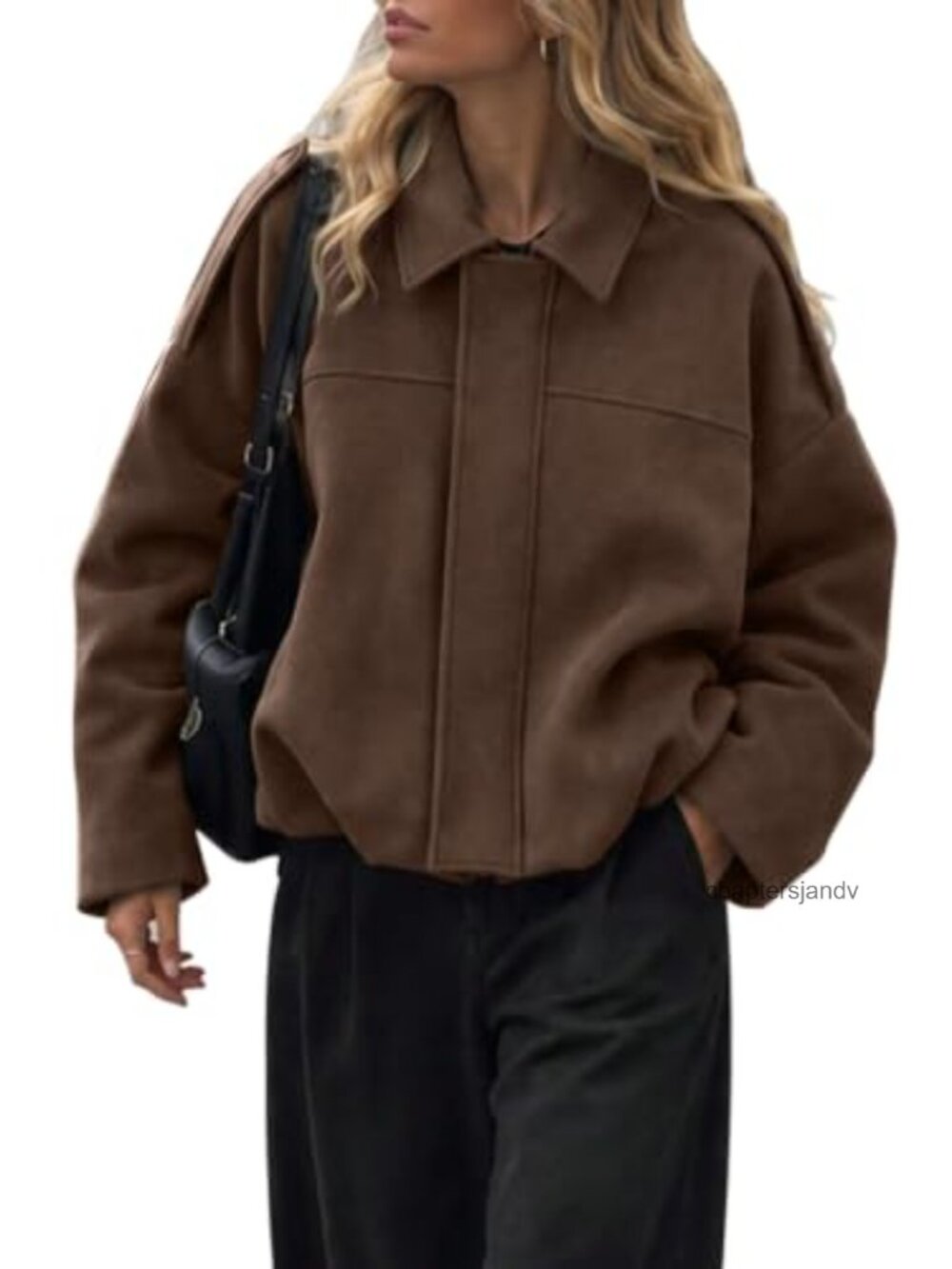 Faux Suede Bomber Jacket Oversized Batwing Sleeve Zip Up